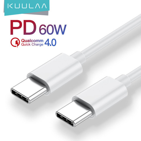 KUULAA PD60W USB tipo C a USB tipo C QC 4,0 de 3,0 de carga rápida with Cable de datos para Samsung S20 Xiaomi 10 Huawei Oneplus ► Foto 1/6