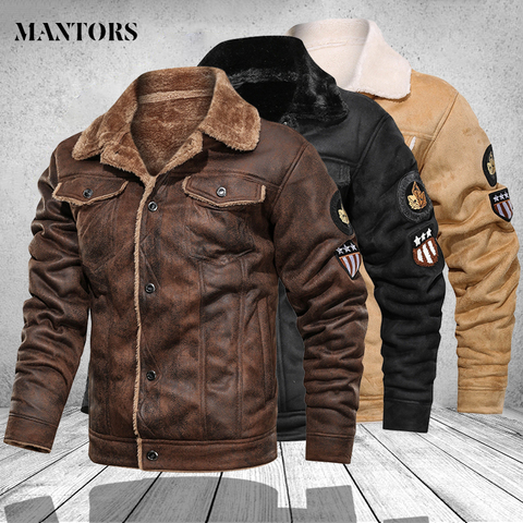 Chaquetas de cuero para hombre, moda de motocicleta, cuello levantado, bolsillos con cremallera, abrigos de PU Vintage para hombre, ropa de abrigo de piel sintética para motorista ► Foto 1/6