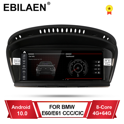 EBILAEN-Dispositivo multimedia para automóvil, autorradio, reproductor de DVD con Android 10 para coche, navegación GPS, para BMW serie 5, E60, E61, E62, E63, serie 3, E90, E91, CCC/CIC ► Foto 1/6