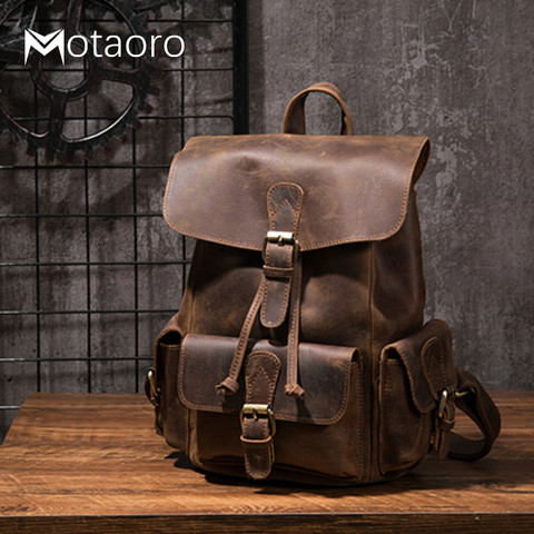 Crazy Horse-bandolera de cuero Retro hecha a mano para mujer, bolso de viaje Diagonal para hombro, mochilas escolares para adolescentes ► Foto 1/6