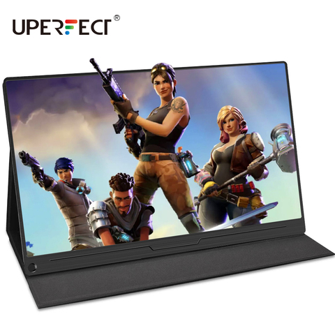 UPERFECT-Monitor de ordenador portátil 4K, pantalla de 15,6 pulgadas para juegos, USB C, 3840x2160, UHD, con soporte, funda inteligente, cuidado ocular para PC ► Foto 1/6