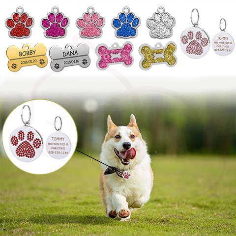 Personalizada Collar de mascota perro ID Tag grabado ID personalizado, nombre, dirección de gato para gato perro etiqueta colgante regalo accesorios para mascotas ► Foto 1/6