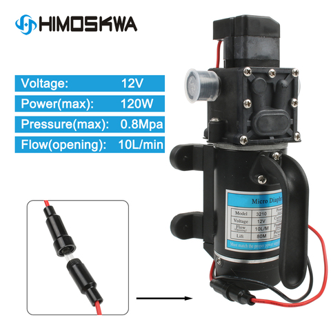 Microbomba de agua eléctrica de alta presión para jardín agrícola, de 12V rociador de agua, 24V, 120W, 10/min, color negro, para lavado de coche ► Foto 1/6