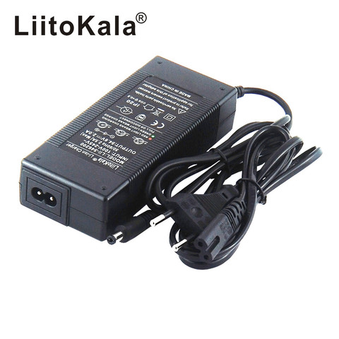 Hk liitokala cargador de 54,6 v 13 s 48 v 2a cargador de batería Li-Ion salida dc 5,5*2,1mm 54,6 v cargador de batería de polímero de litio ► Foto 1/5