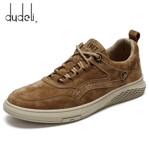 Zapatos de piel auténtica para hombre, mocasines transpirables con encaje de otoño, zapatos casuales cómodos para exteriores, zapatillas de deporte, 46 ► Foto 1/6