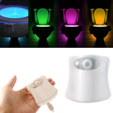 Sensor de movimiento PIR para asiento de inodoro, luz nocturna inteligente, retroiluminación impermeable para tazón de inodoro, lámpara Luminaria LED para WC, 8 colores ► Foto 1/6