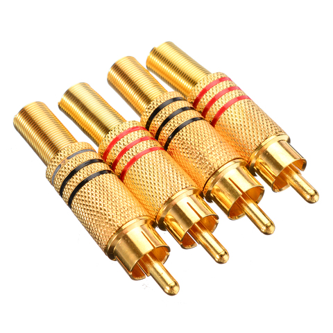 4 unids/pack chapados en oro enchufe RCA macho de Audio conector RCA conector de soldadura Cable de Audio y Video adaptador ► Foto 1/6