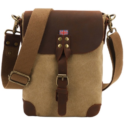 M359-Bolso de lona militar Unisex, bolsa de hombro pequeña de viaje, bandolera de cuero Vintage, bolso de mensajero Holdall ► Foto 1/6