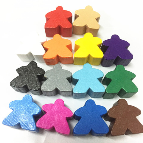 Piezas de ajedrez de peón de Meeples de madera, 14 colores, tamaño estándar de 16mm para Meeple Carcassonne, accesorios para juegos de mesa, 14 Uds. ► Foto 1/6