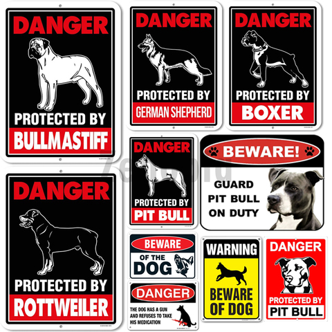 Señal de lata de Metal para decoración del hogar, placa de protección de señal de advertencia para perro Pitbull, Beware, Vintage, Retro, desgastado ► Foto 1/6