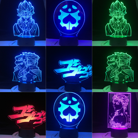 JoJo's Bizarre Adventure Art-luz nocturna colorida para decoración de habitación, lámpara Led 3d, Control remoto, Anime ► Foto 1/6