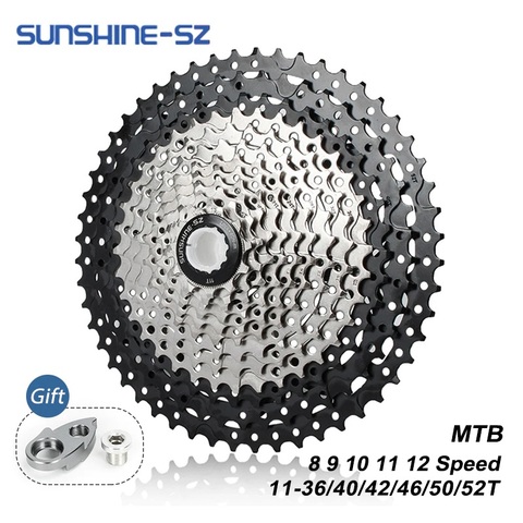 Sunshine-Cassette de bicicleta de montaña, Piñón libre de 36T, 40T, 42T, 46T, 50T, 52T para SHIMANO, 8, 9, 10, 11, 12 velocidades ► Foto 1/6