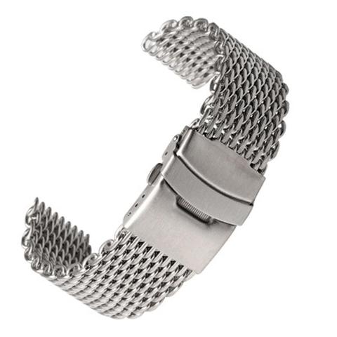 Correa de reloj de malla milanesa para hombre y mujer, de acero inoxidable, de 18mm, 20mm, 22mm y 24mm, pulsera de plata ► Foto 1/6