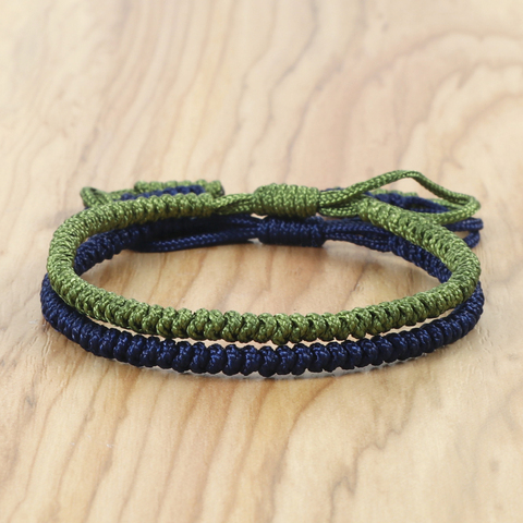 Pulseras trenzadas tejidas a mano para hombre y mujer, de cuerda verde y azul oscuro, brazaletes de Yoga, mejores amigas, joyería para parejas, regalos Unisex ► Foto 1/6