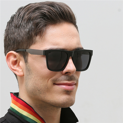 Gafas de sol polarizadas cuadradas Retro para hombre, lentes de sol UV400 de alta calidad para conducir, de gran tamaño, de pierna ancha, a la moda ► Foto 1/6