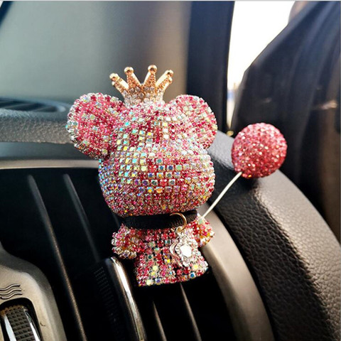 Aromaterapia para coche de gama alta, Diamante creativo, oso aterrador, clip de perfume para coche, salida de coche, joyería interior para mujer ► Foto 1/6