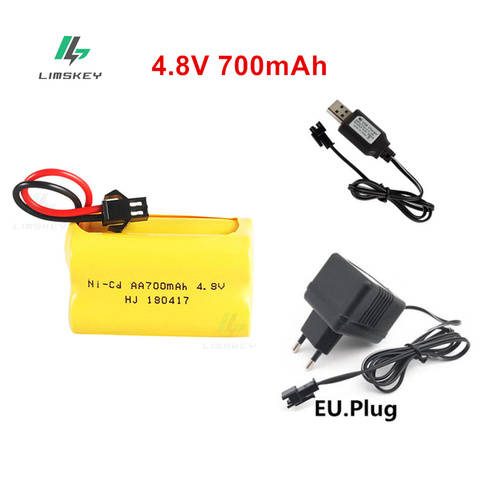 (T) 4,8 v Ni-cd batería y cargador para Rc de coches juguetes tanques Robots barcos armas 4 * AA 700mah 4,8 v Pack de batería recargable ► Foto 1/3