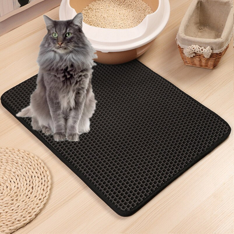 Estera para residuos de gato de doble capa, cojines para gatos, caja de arena para mascotas, productos de alfombrilla para perros, cama para gatito, limpieza en casa, 5 colores, 1 ud. ► Foto 1/1