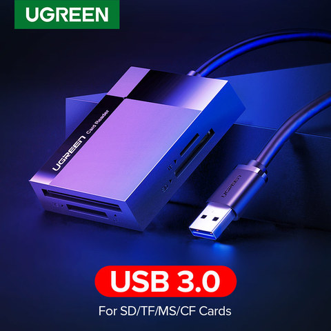 UGREEN-lector de tarjetas USB3.0 4 en 1, adaptador de tarjeta SD, Micro SD, TF, CF, MS, Flash compacto para ordenador portátil, PC, USB a lector de tarjetas inteligentes ► Foto 1/6