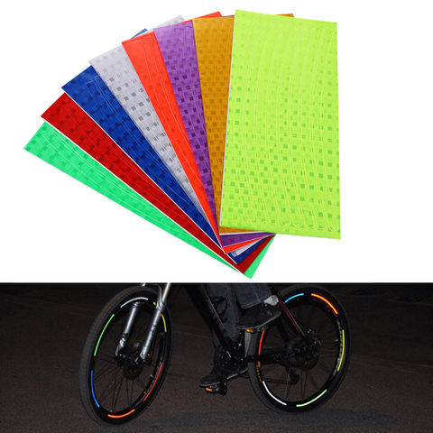 Pegatinas reflectantes para llanta de bicicleta, calcomanía fluorescente impermeable, accesorios de bicicleta de montaña, rojo/amarillo/azul/plata/verde, 1 ud. ► Foto 1/6