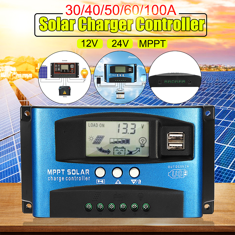Regulador de carga Solar MPPT preciso, controlador automático de pantalla LCD de 12V y 24V, con Control de temporizador Dual de carga, 40/50/60/100A ► Foto 1/6