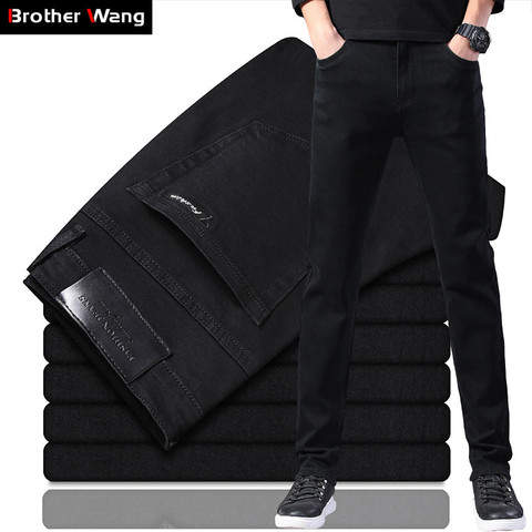 Pantalones vaqueros ajustados de estilo clásico para hombre, Vaqueros ceñidos elásticos de moda de negocios, color negro, 2022 ► Foto 1/6