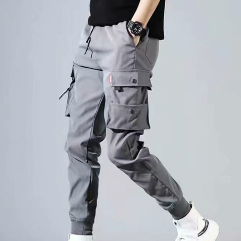 Pantalones Cargo de harén para hombre, varios bolsillos, ropa de calle, Hip Hop, negro, gris, informales, para correr, Harajuku, Punk ► Foto 1/6