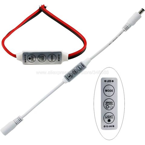 Interruptor controlador de regulador LED de un solo Color, 12V, 24V, CC, 3 Llaves con conector de cable/CC para tiras LED de un solo Color, 5050, 3528, 5630 ► Foto 1/1