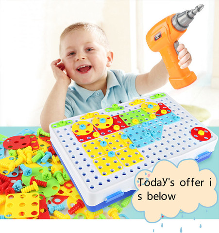 149/193 Uds niños taladro de juguete de los niños educativos aprendizaje regalos de juego tornillo Puzzle montado juguetes bebé destornillador mosaico juguete ► Foto 1/6