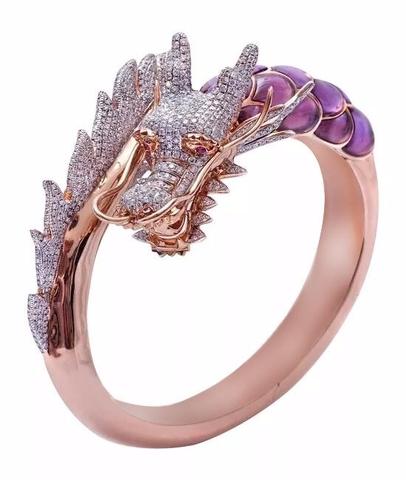 Anillo de compromiso de oro rosa de 18kt para mujer, sortija de boda Vintage de estilo único, Animal Dragón ► Foto 1/1