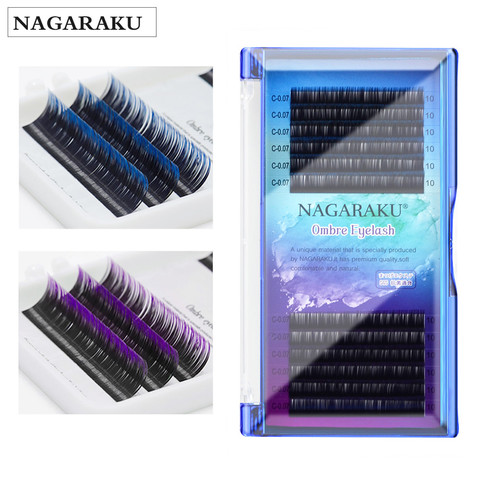 NAGARAKU-pestañas postizas de visón, Color degradado, púrpura, degradado en azul, extensión de pestañas Premium, suaves ► Foto 1/6