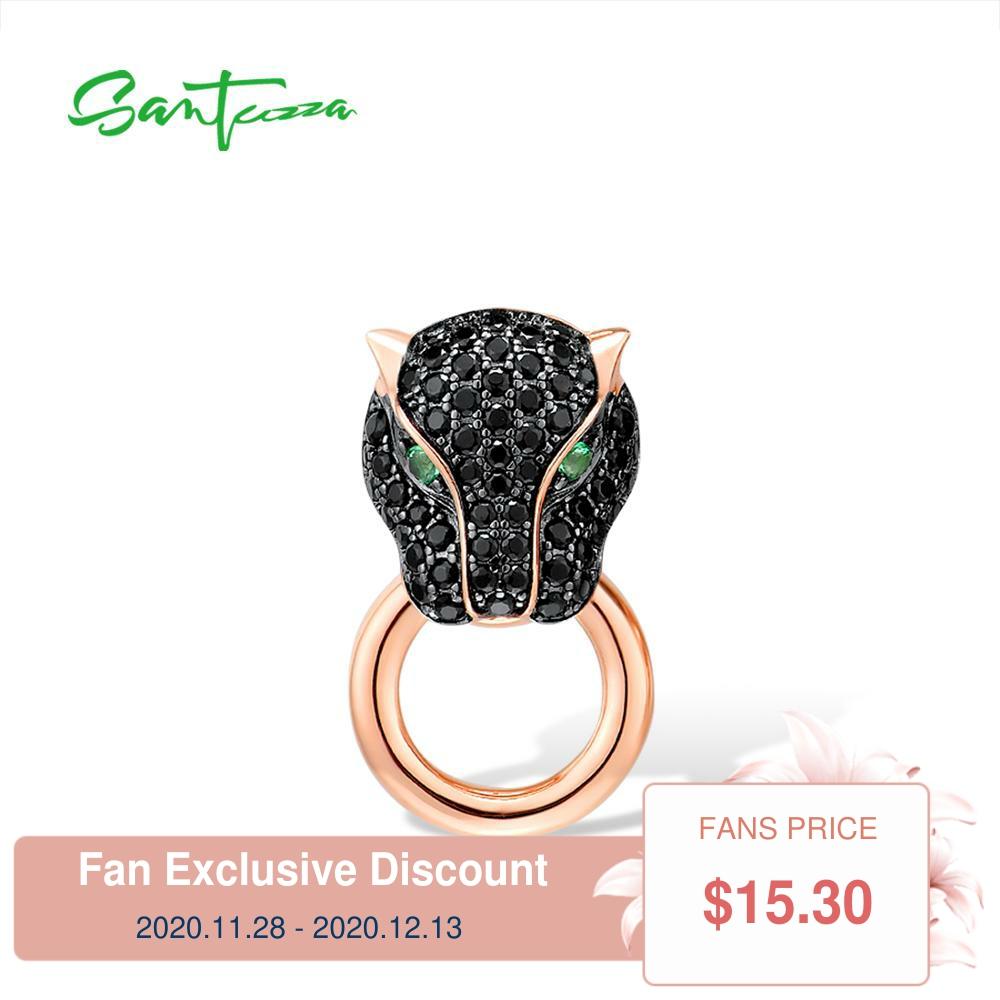 SANTUZZA colgante de plata para las mujeres genuino 925 Sterling plata brillante Verde Negro espinela Pantera leopardo delicado de moda de la joyería ► Foto 1/6