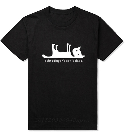 Schrodingers-Camiseta con estampado de gato muerto para hombre, ropa divertida de ciencia y friki, ropa de calle con estampado de amante de los gatos, 100% de algodón en blanco y negro ► Foto 1/6