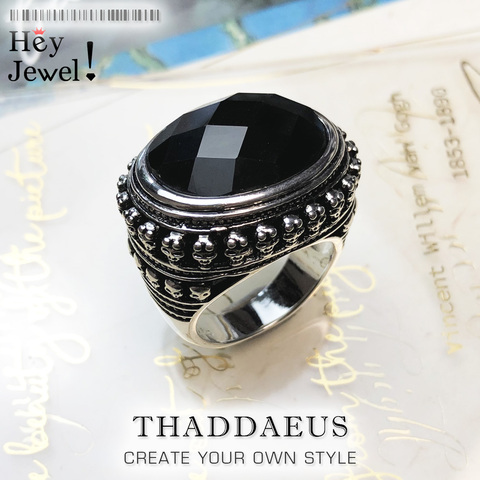 Anillo de cóctel esqueleto de calavera de circonia cúbica ovalada negra, moda de estilo Thomas, joyería para hombres y mujeres, 2022 Ts regalo en plata 925 para enamorados ► Foto 1/6