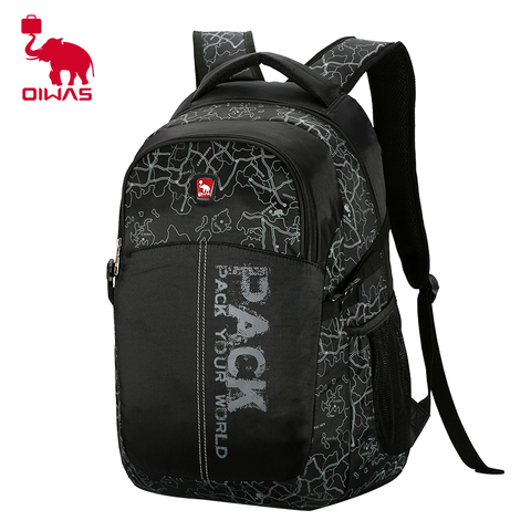 OIWAS-mochila a la moda impermeable de nailon para hombre y mujer, mochila para ordenador portátil de gran capacidad, mochila escolar de viaje para adolescentes ► Foto 1/6