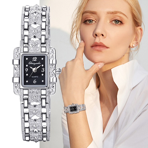 Reloj con esfera rectangular para mujer, de acero inoxidable, de cristal, de cuarzo, gran oferta ► Foto 1/6