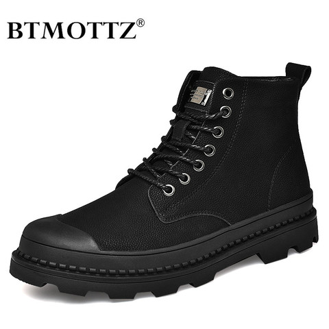 BTMOTTZ-Botas de invierno cálidas para hombre, Botines de cuero genuino, zapatos de trabajo, militares, Botas de nieve de piel ► Foto 1/6