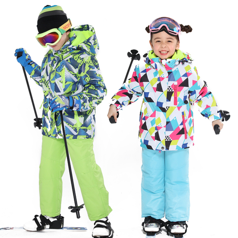 Traje de esquí para niños, impermeable, supercálido, colorido, chaqueta de esquí de nieve para niña y niño, pantalones, chaquetas de nieve para niño, marcas ► Foto 1/6