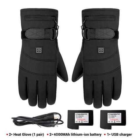 Guantes de Moto calentados de 3 niveles de temperatura, 3,7 V, pantalla táctil recargable, guantes con calefacción, calentador de esquí ► Foto 1/6