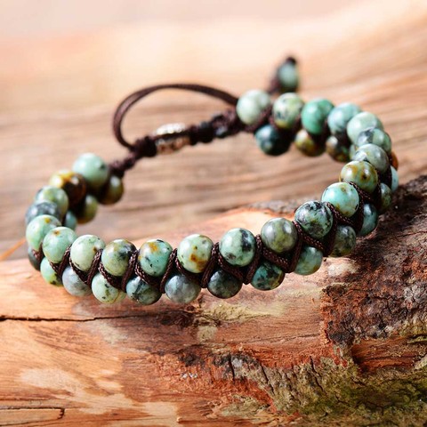 Pulsera trenzada de cuentas de piedra africana para hombre, brazalete de la Amistad hecho a mano, amuleto, joyería ► Foto 1/6