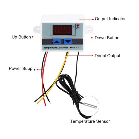 Controlador de temperatura de XH-W3001 12V 24V 220V interruptor de temperatura LED para incubadora interruptor de calefacción de enfriamiento Sensor de termostato NTC ► Foto 1/6