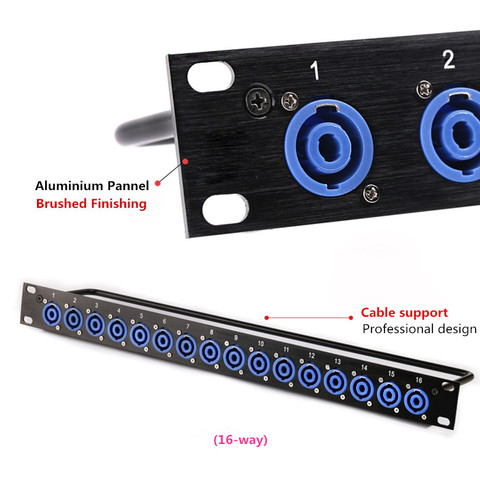 Panel de parche para altavoz profesional, montaje de caja de vuelo para Cable de Audio, conector macho, SpeakOn, chasis, 1U, 8, 12 y 16 vías ► Foto 1/5