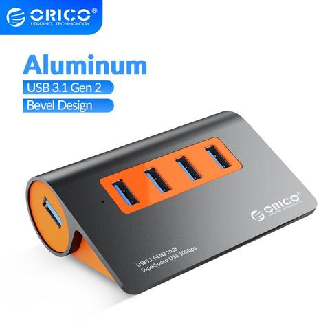 ORICO USB3.1 Gen2 HUB DE ALUMINIO HUB USB PC divisor 10Gbps de Super velocidad con adaptador de alimentación de 12V para Samsung Galaxy S9/S8/nota ► Foto 1/6