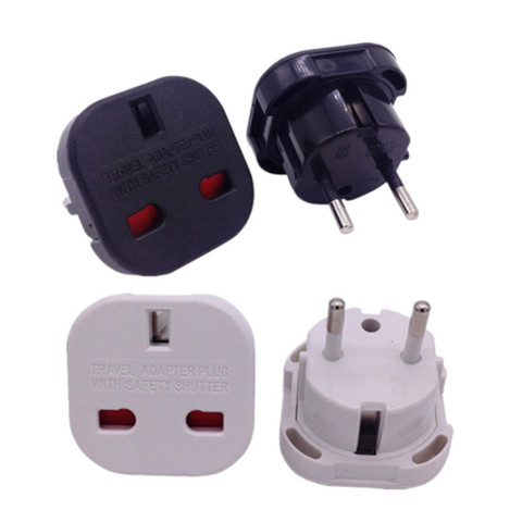 Adaptador de viaje Universal para Reino Unido a la UE, adaptador de CA de pared/cargador de energía, convertidor de toma de corriente, conector adaptador negro ► Foto 1/1