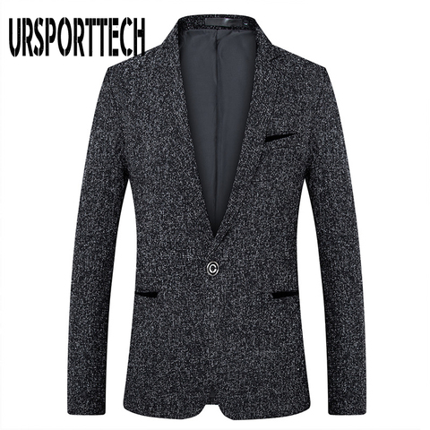 URSPORTTECH-Chaqueta de traje de otoño para hombre, traje con un botón, estilo Formal inglés, clásico, para boda ► Foto 1/6