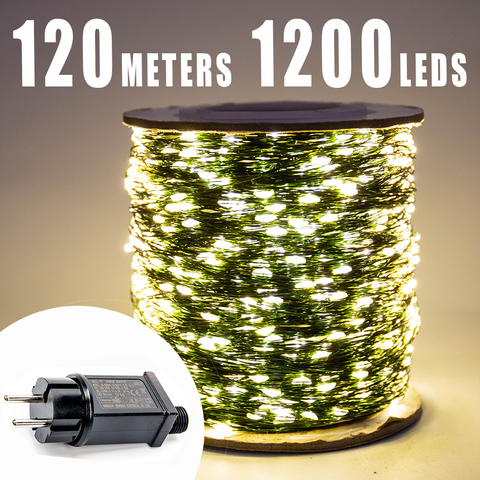 Guirnalda de luces LED para exterior de alambre verde de 100M 50M 30M, guirnalda de hadas impermeable para vacaciones, decoración para árbol de Navidad, decoración para fiesta de boda ► Foto 1/6