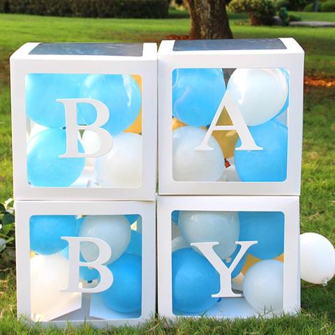 HUIRAN transparente nombre edad caja niña niño Baby Shower decoraciones bebé 2 1 1 1 una fiesta de cumpleaños decoración regalo Babyshower suministros ► Foto 1/6