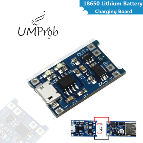 5V 1A Micro USB 18650 batería de litio Módulo de carga + protección Funciones Duales TP4056 ► Foto 1/2