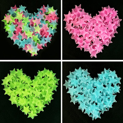 ¡Precio especial! Lámpara fluorescente 3D de estrellas en luz que brilla en la oscuridad, pegatina de plástico para pared de salón, decoración del hogar para habitación de niños, 50 Uds. ► Foto 1/6