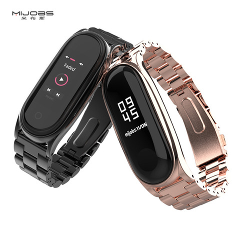 Correa muñequera de acero inoxidable, pulseras de metal para la muñeca, compatibles con Xiaomi Mi Band 3, 4, 5 ► Foto 1/6